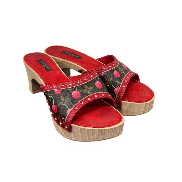 LOUIS VUITTON CHERRY WOOD PLATFORM HEELS 39 - Picture 9 of 9